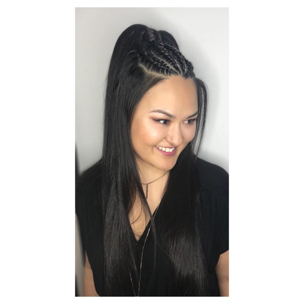 90s-Inspired Braided Half Up Pony hairstyle