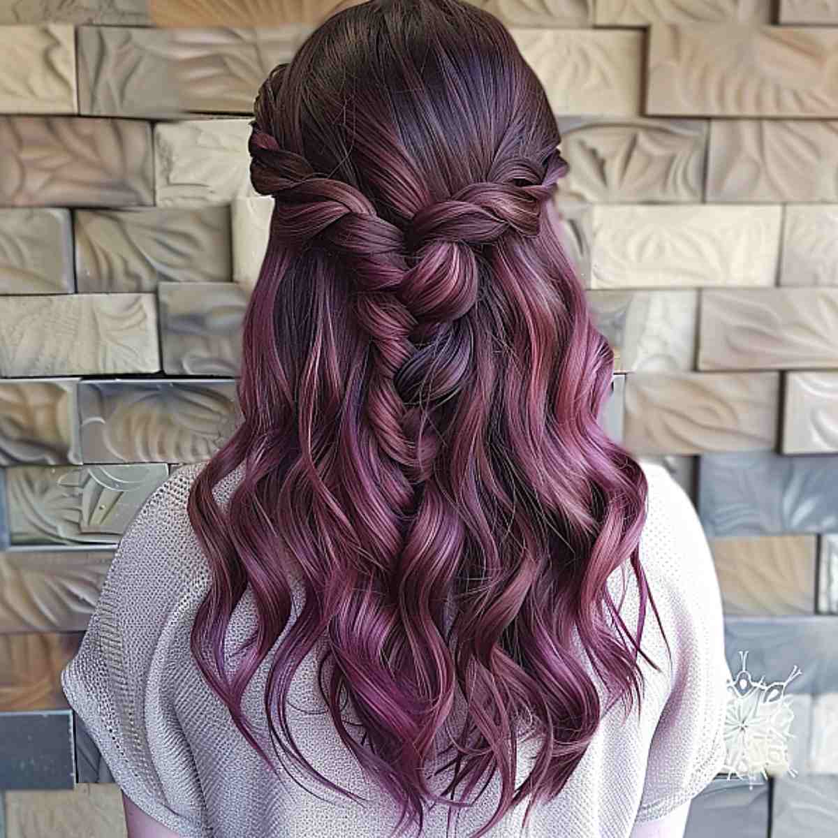 Braided Mauve Maroon with Dark Brown Roots