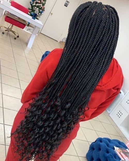 Long Box Braids with Curly Ends
