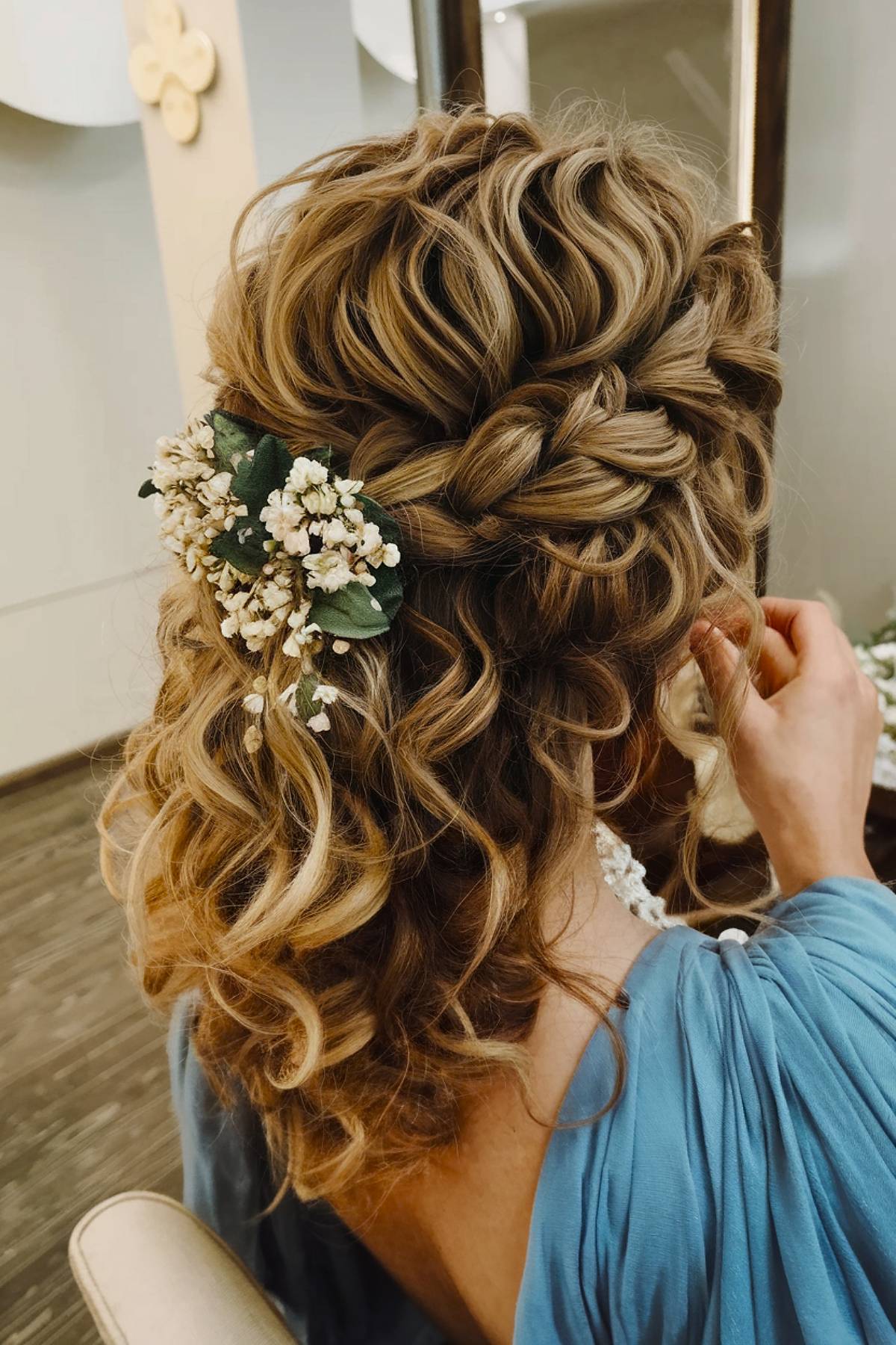 Bridesmaid hair updo thick curly hair