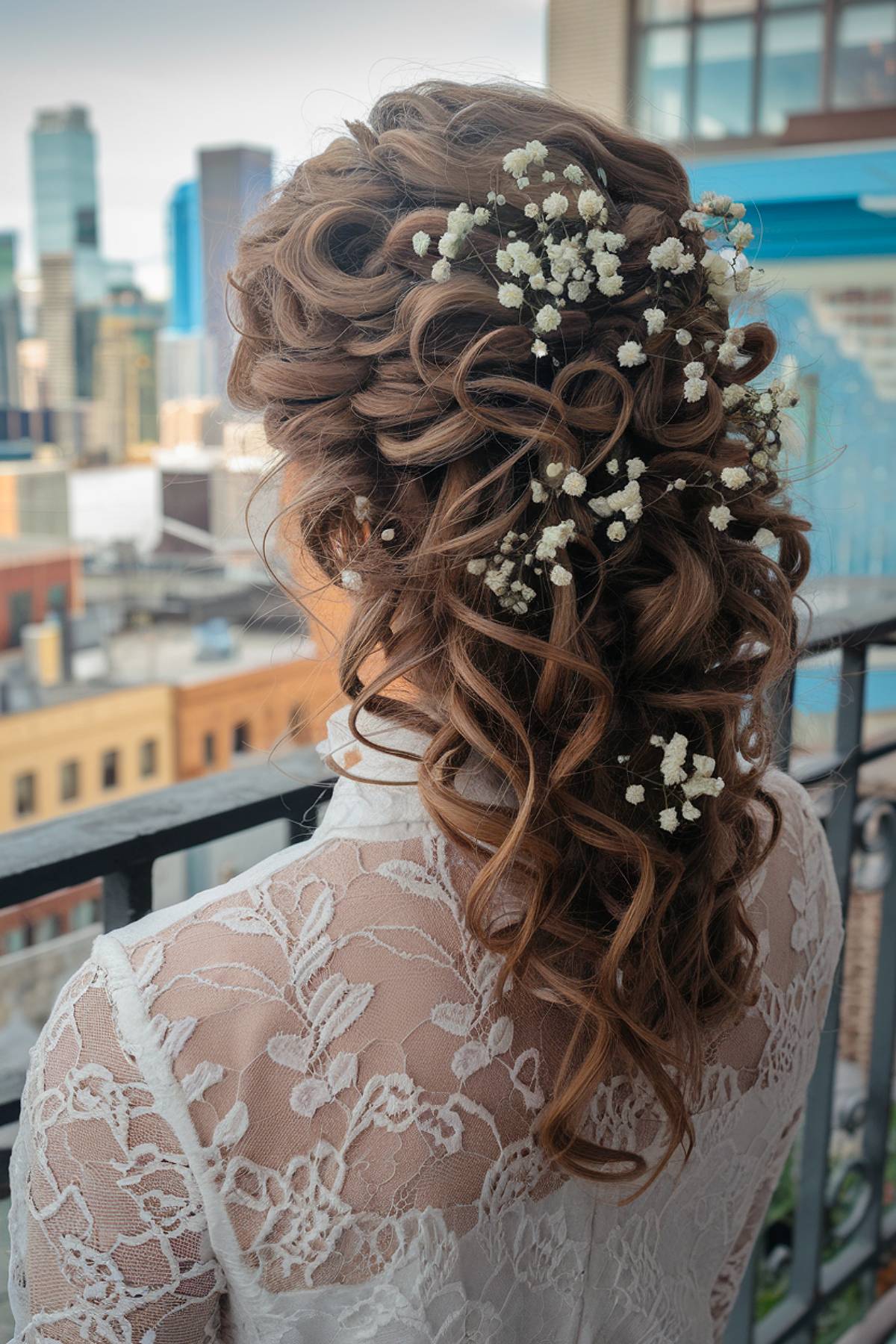 Bridesmaid hairstyle with defined curls