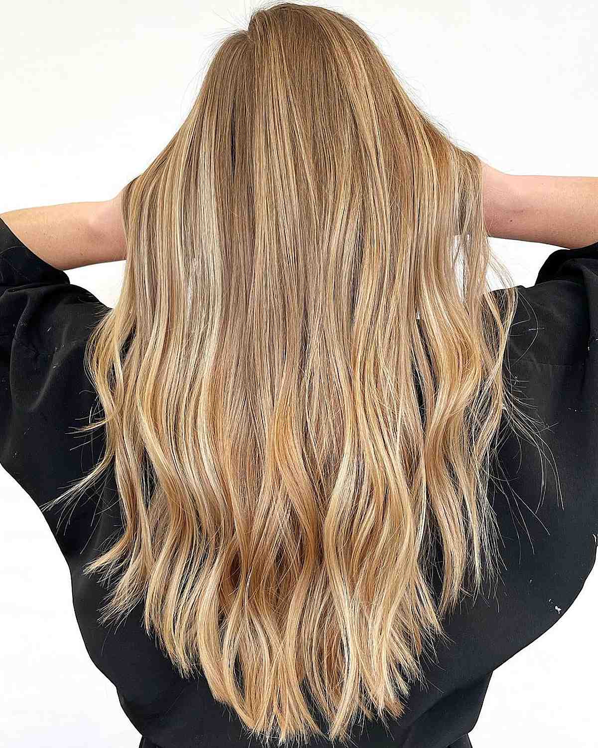 bright and dimensional sandy blonde with long hair