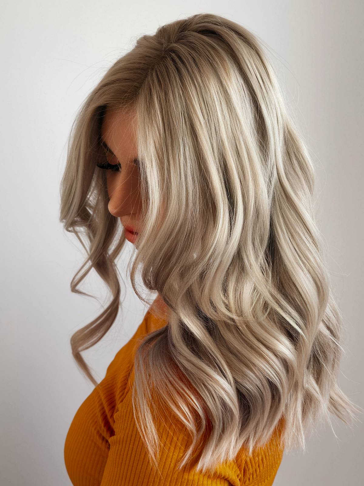 Bright ash blonde balayage