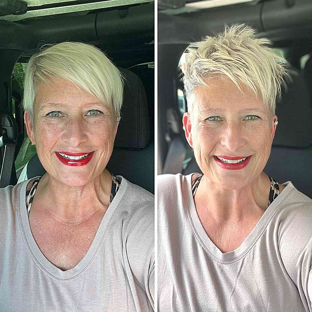 Bright Blonde Choppy Spiky Pixie Cut for Ladies Over 70