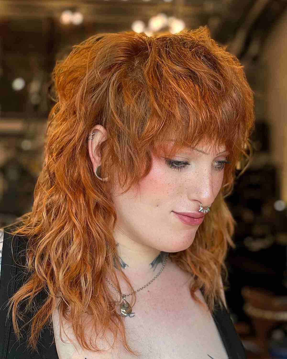 Bright Copper Shaggy Wolf with Bangs