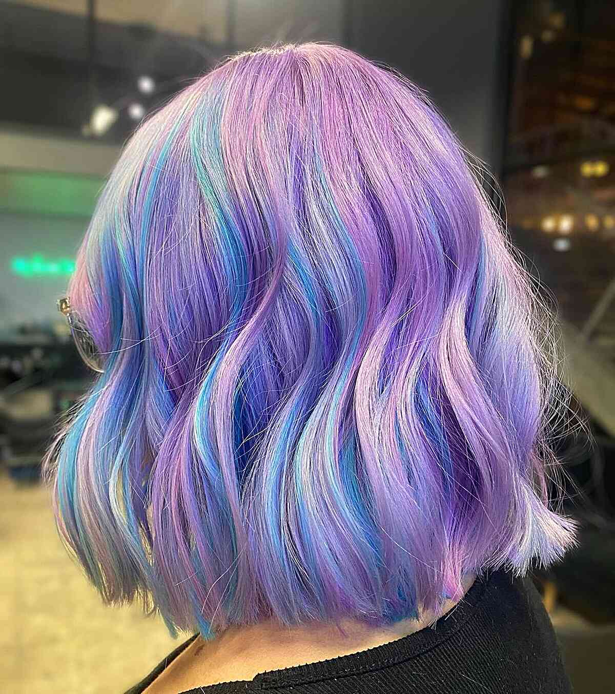 Bright Cotton Candy Pastel Blue and Purple for Short Bob Hair