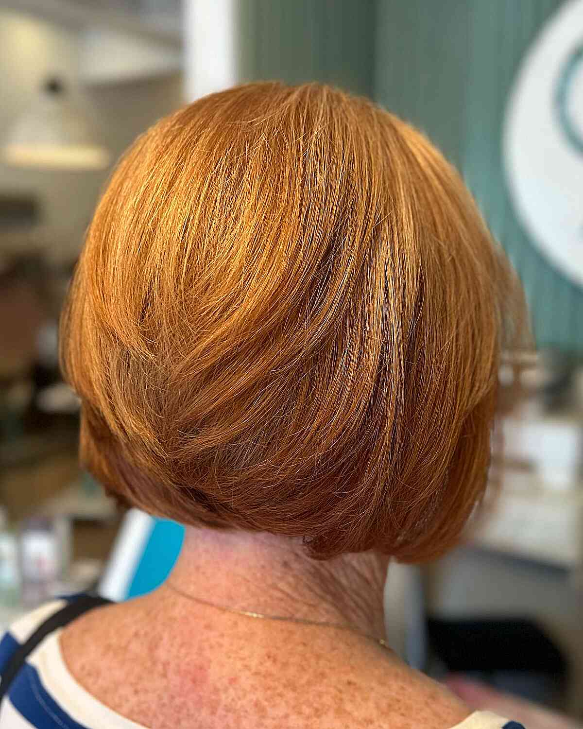 Short-Length Bright Ginger Bob Perfect for Fall and Ladies Over 60