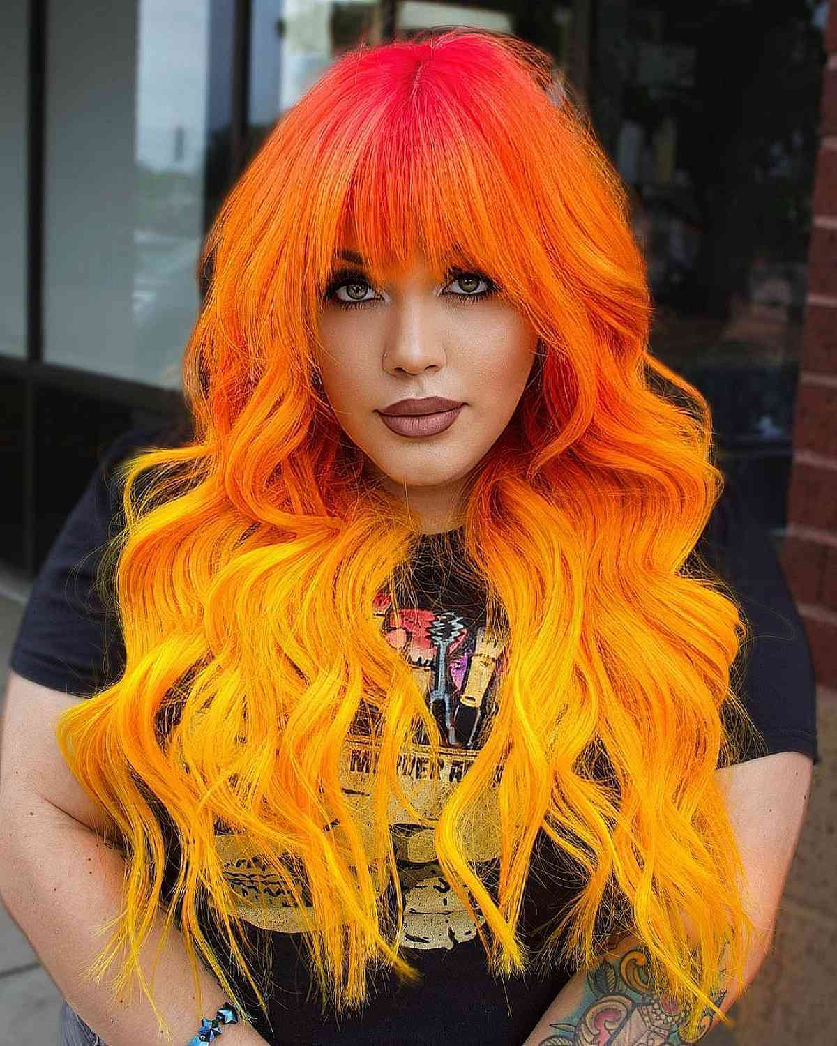 Bright Orange to Bold Yellow Ombre for Long Hair