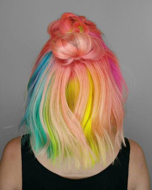 Pretty Rainbow Ombre on Long Hair