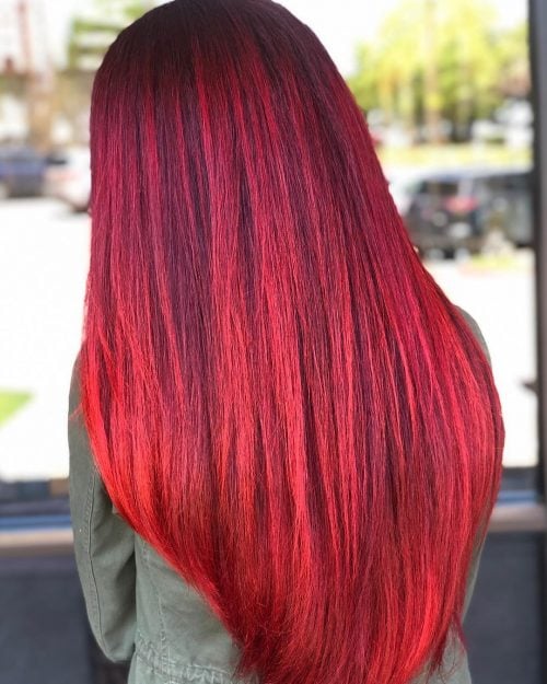 bright red purple hair color