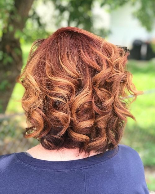Bright Red Hair with Caramel Blonde Highlights