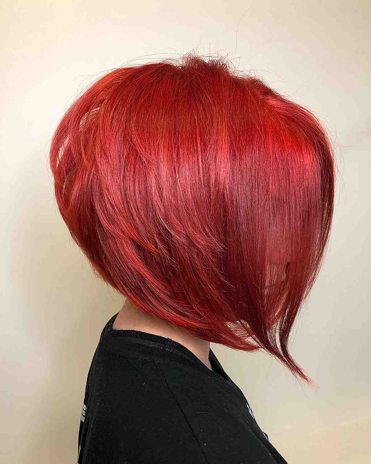 bright red short hairstyle for women