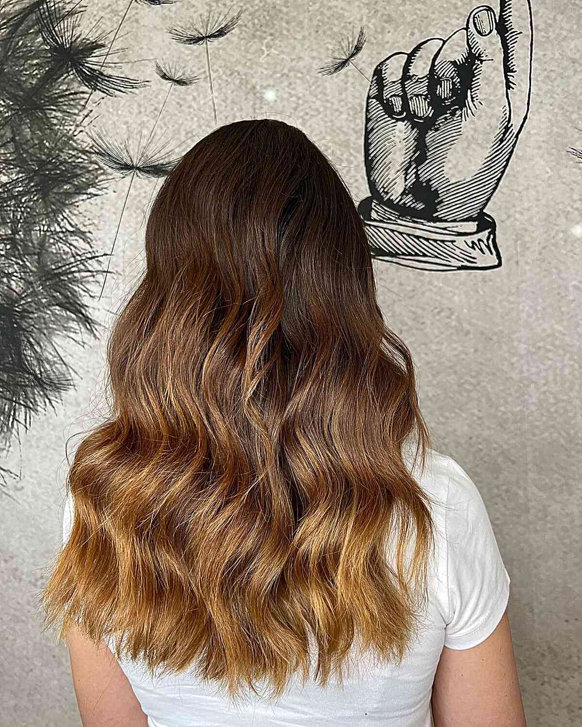 Mid-Long Bronde Ombre with Textured Hair Dusted Ends