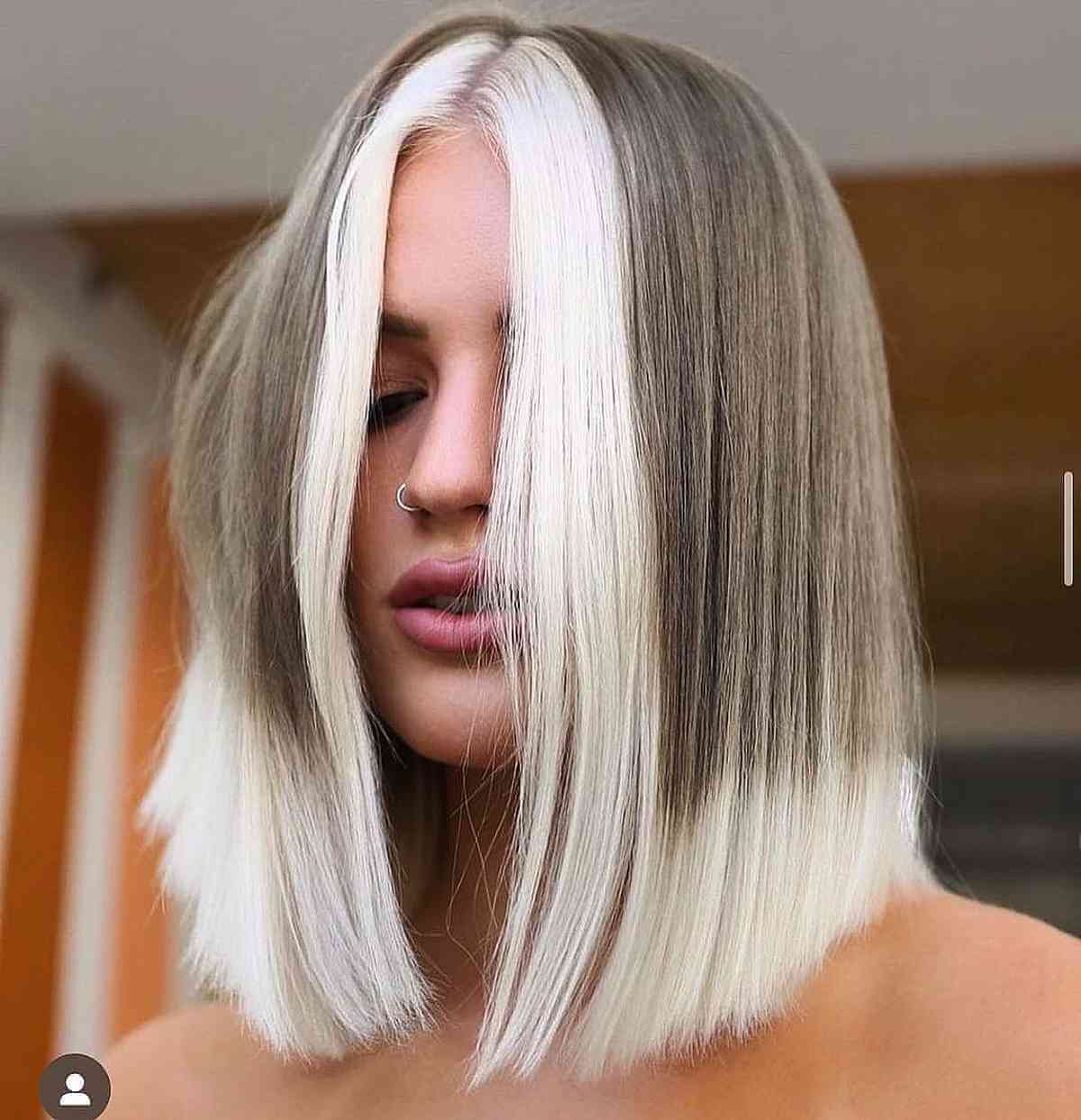 Brown and White Blonde Color Block