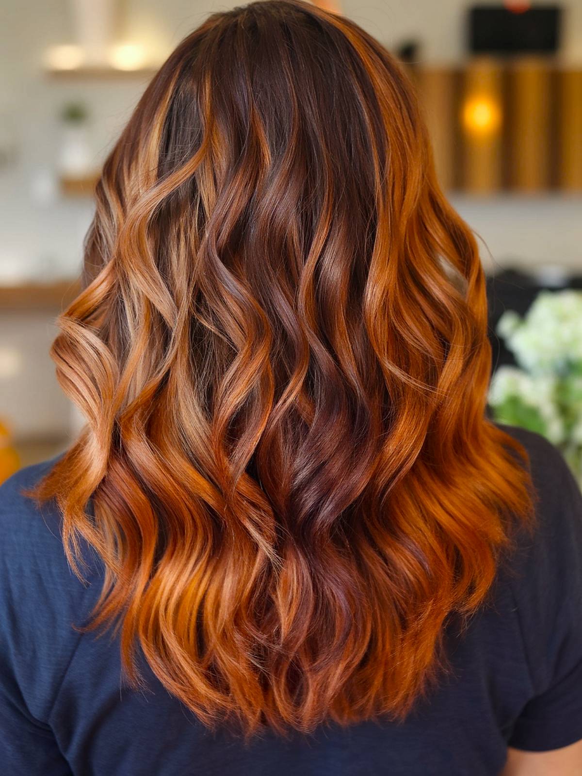 Brown hair with copper balayage