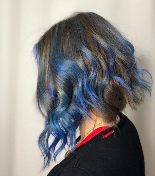 Chestnut Hair with Electrifying Blue Highlights