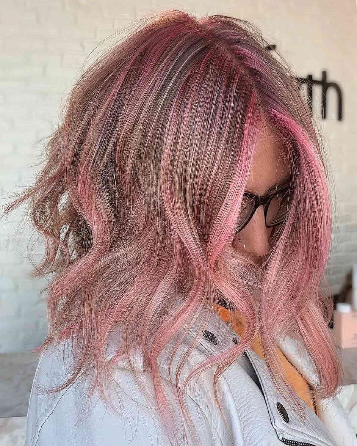 Brown Hair with Light Pink Highlights