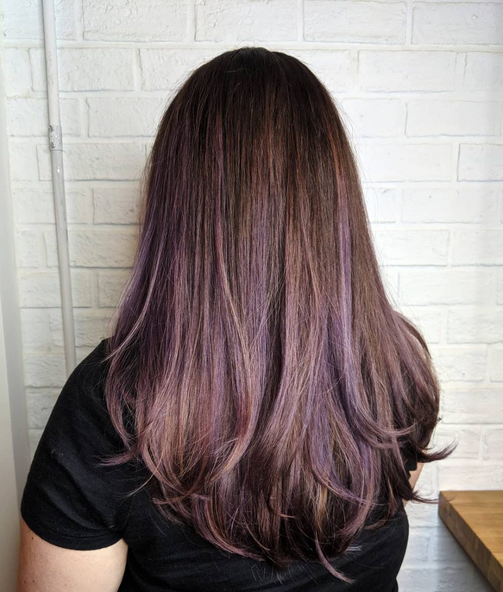 Brown Hair with Light Purple Highlights