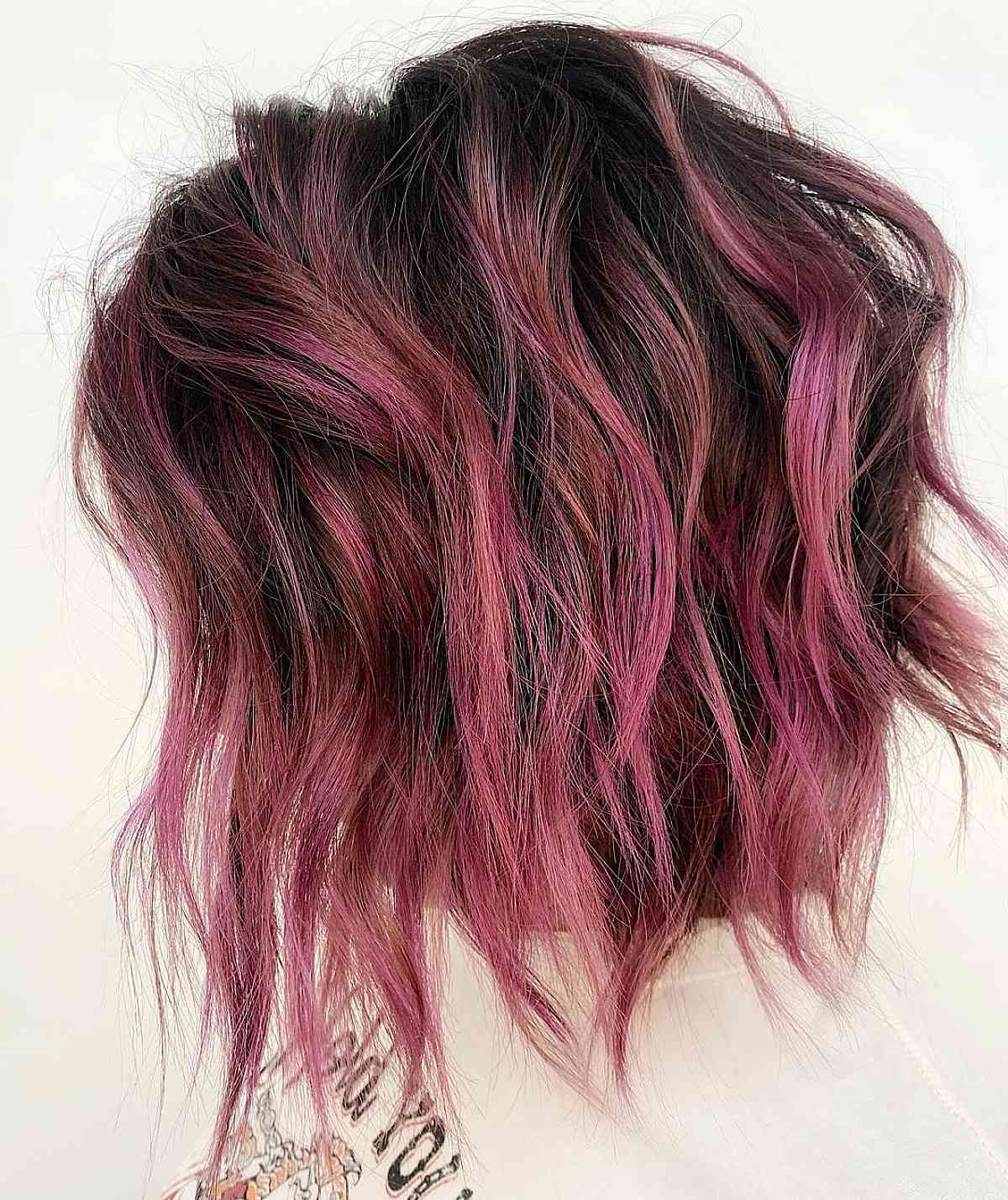Fun & Edgy Pink Highlights with Brown Hair