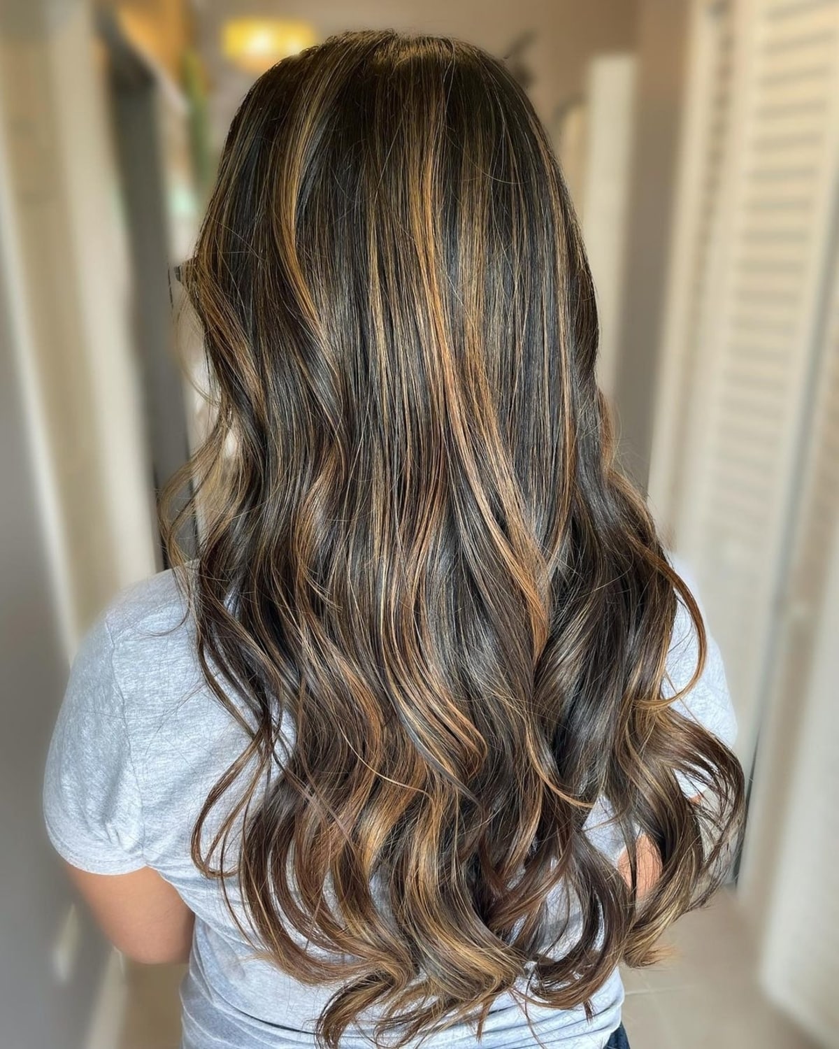 Brown hair with caramel highlights