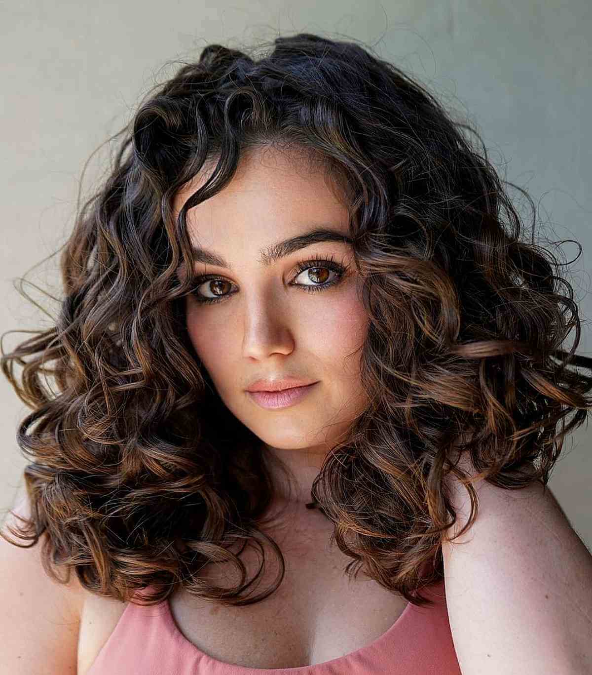 Brown Highlights on Thick Curly Black Hair