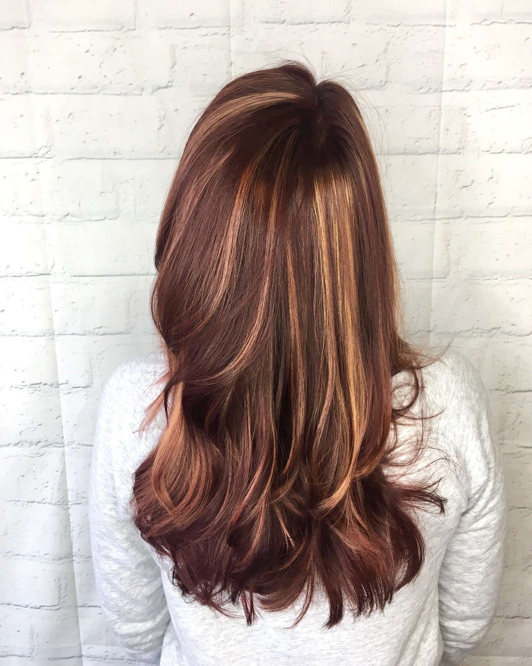 Redwood Auburn Hair with Gold Hair Highlights
