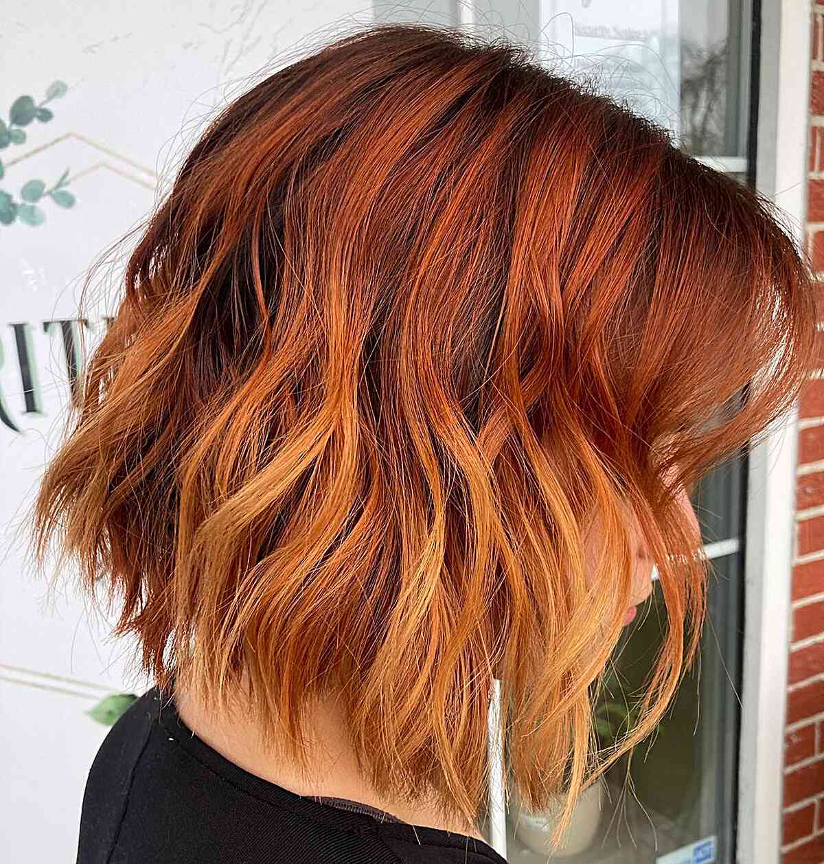 Brown to Golden Brown Ombre on Short Layered Hair