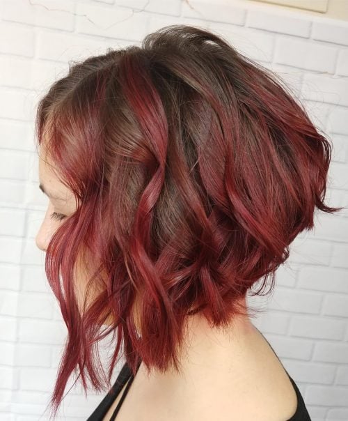 Brown to Red Ombre with Short Hair