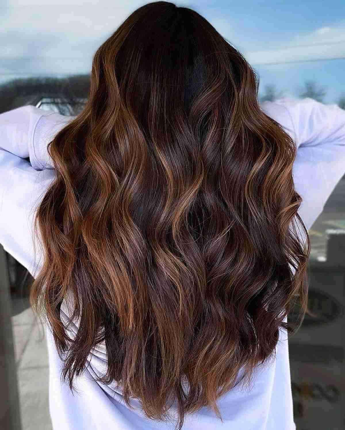 Brunette hair with caramel highlights