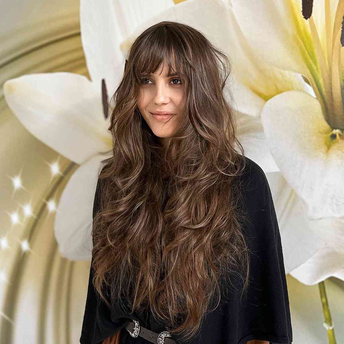 Brunette Heavily Layered Long Hairstyle for Thick Hair