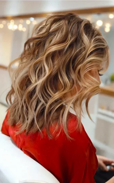 A Brunette Medium Length Hair with Honey Highlights
