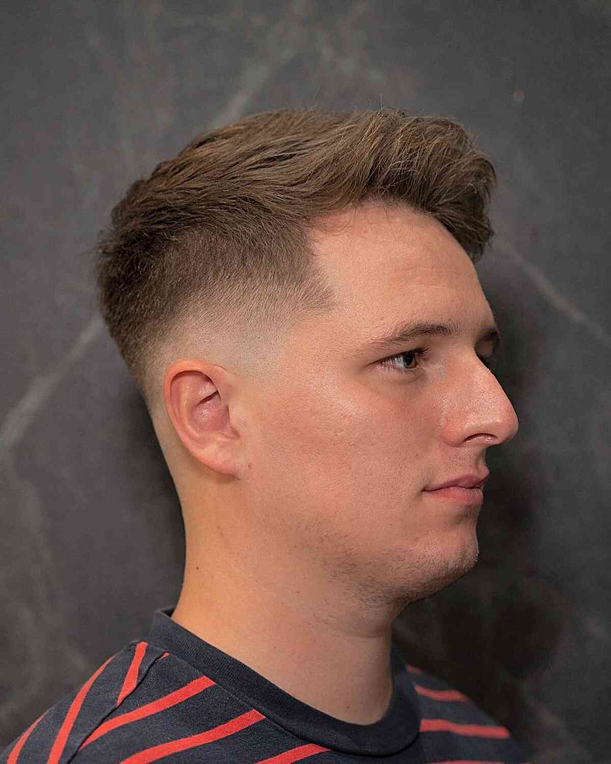 Brushed-Up Crew Cut with Mid Bald Fade