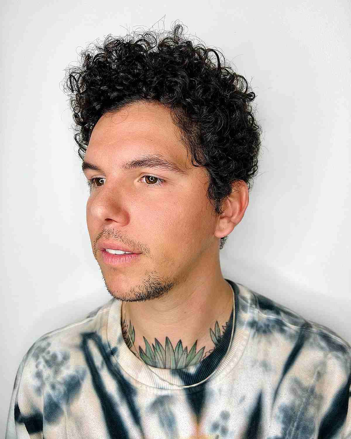 Brushed-Up Curly Hairstyle for Men