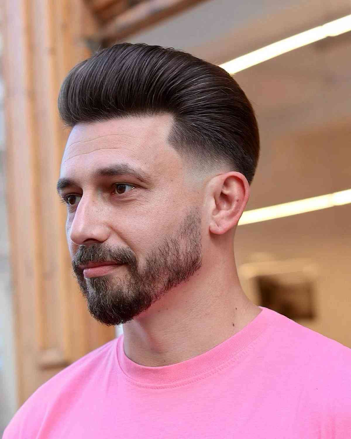 Brushed Up Pomp with a Beard for Men