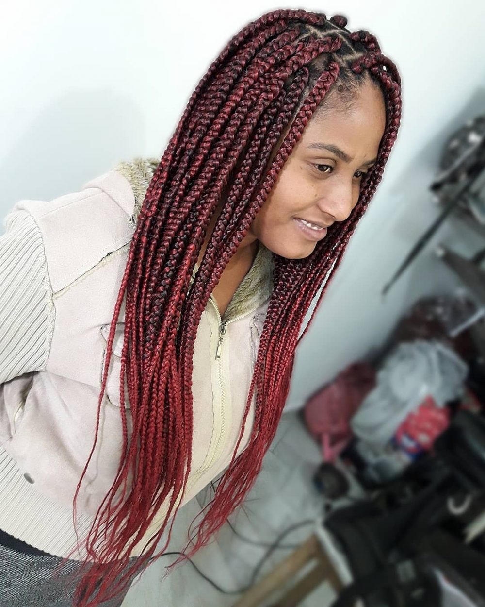 20 Pictures of Burgundy Box Braids You Have to See Before You Get This