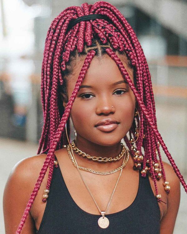 20 Pictures of Burgundy Box Braids You Have to See Before You Get This