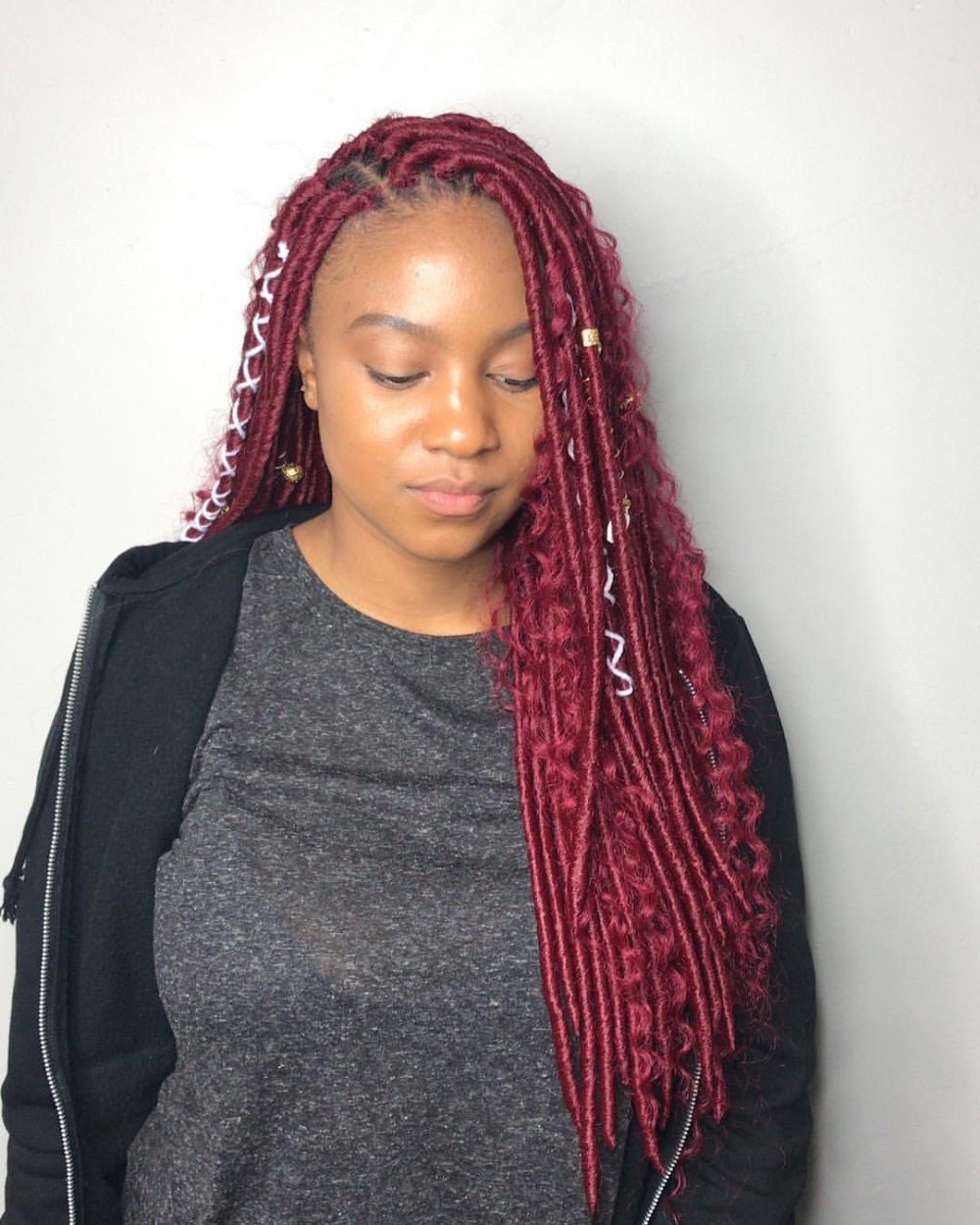 36 Hottest Faux Locs Styles In 2024 Anyone Can Do   Burgundy Faux Locs 