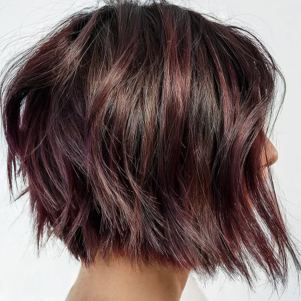 A burgundy-textured-blunt-cut-bob-hairstyle