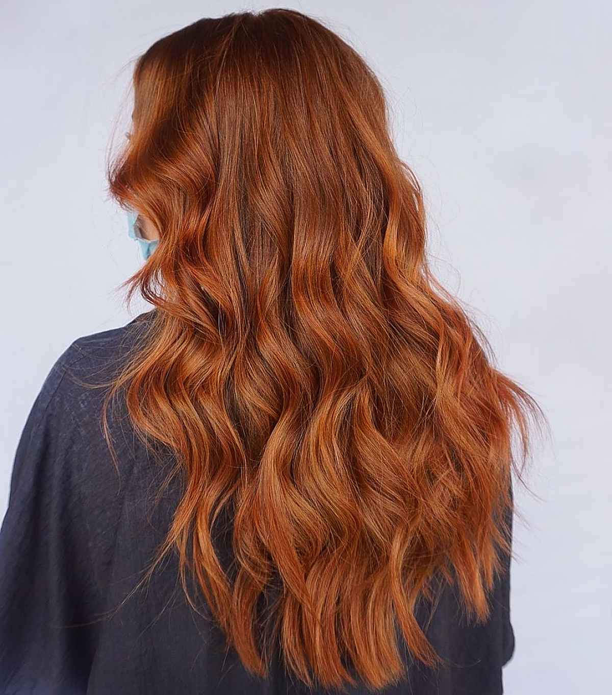 Burnt orange and auburn tones fall hair color