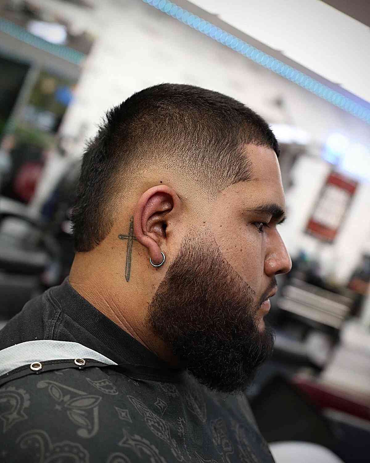 Burst Fade Haircut for Men with Thick Beard