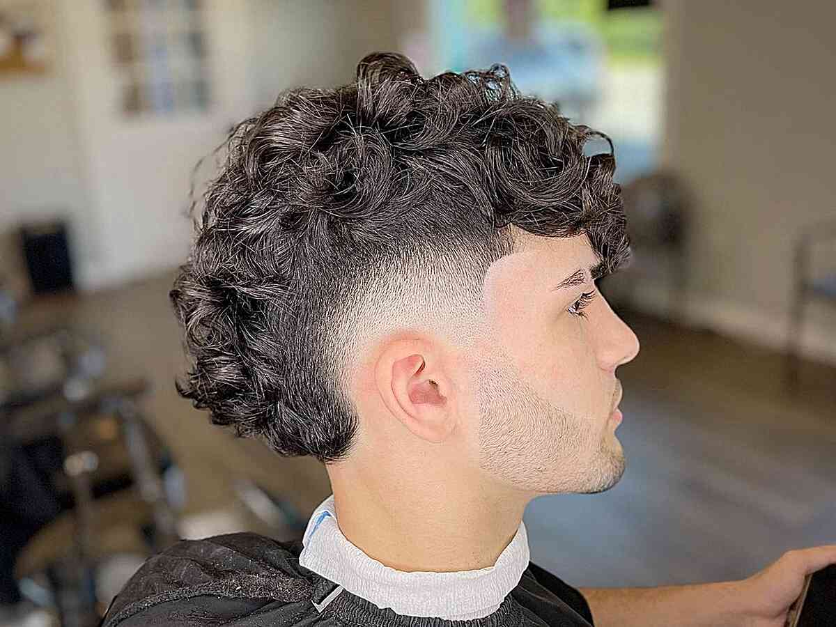 Burst Fade with Natural Curls for Men