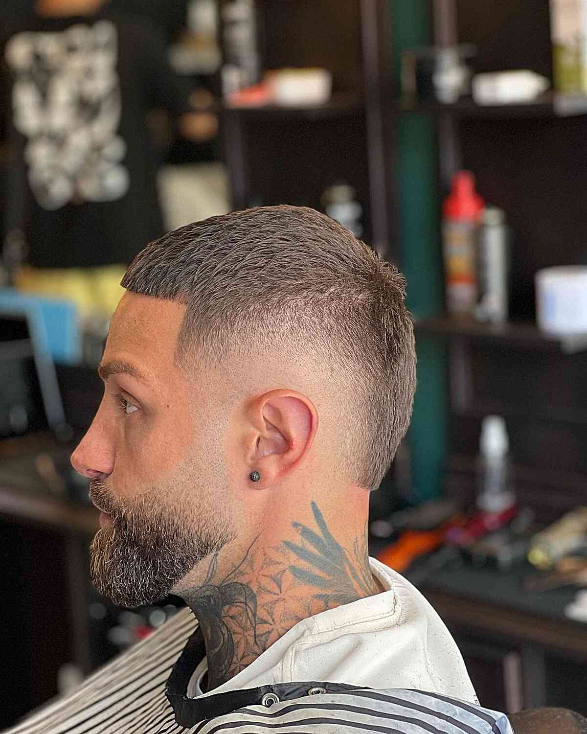 Burst Faded Buzzed Sides with Low Beard Fade for Gents