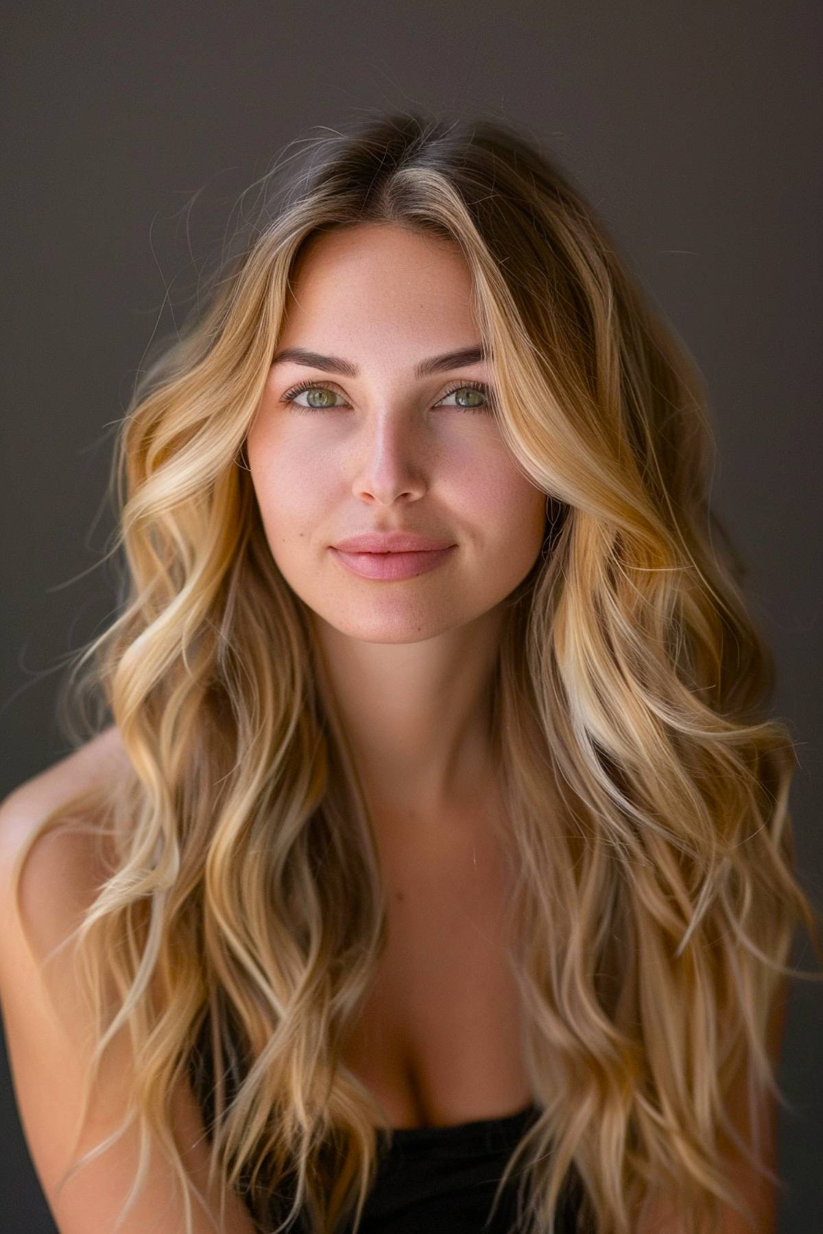 Buttersilk hair color with warm buttery blonde balayage