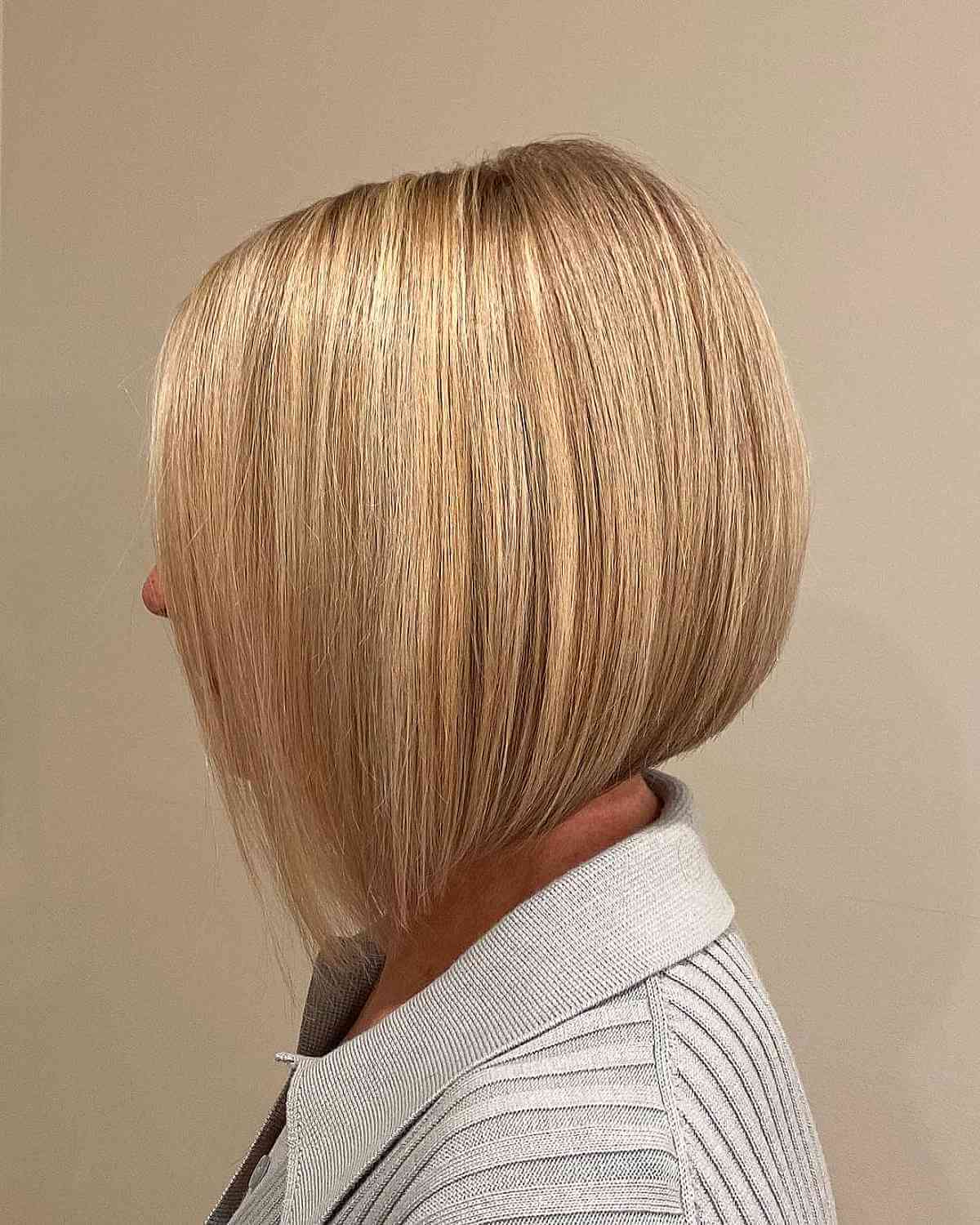 Buttery Blonde Thick Angled Bob