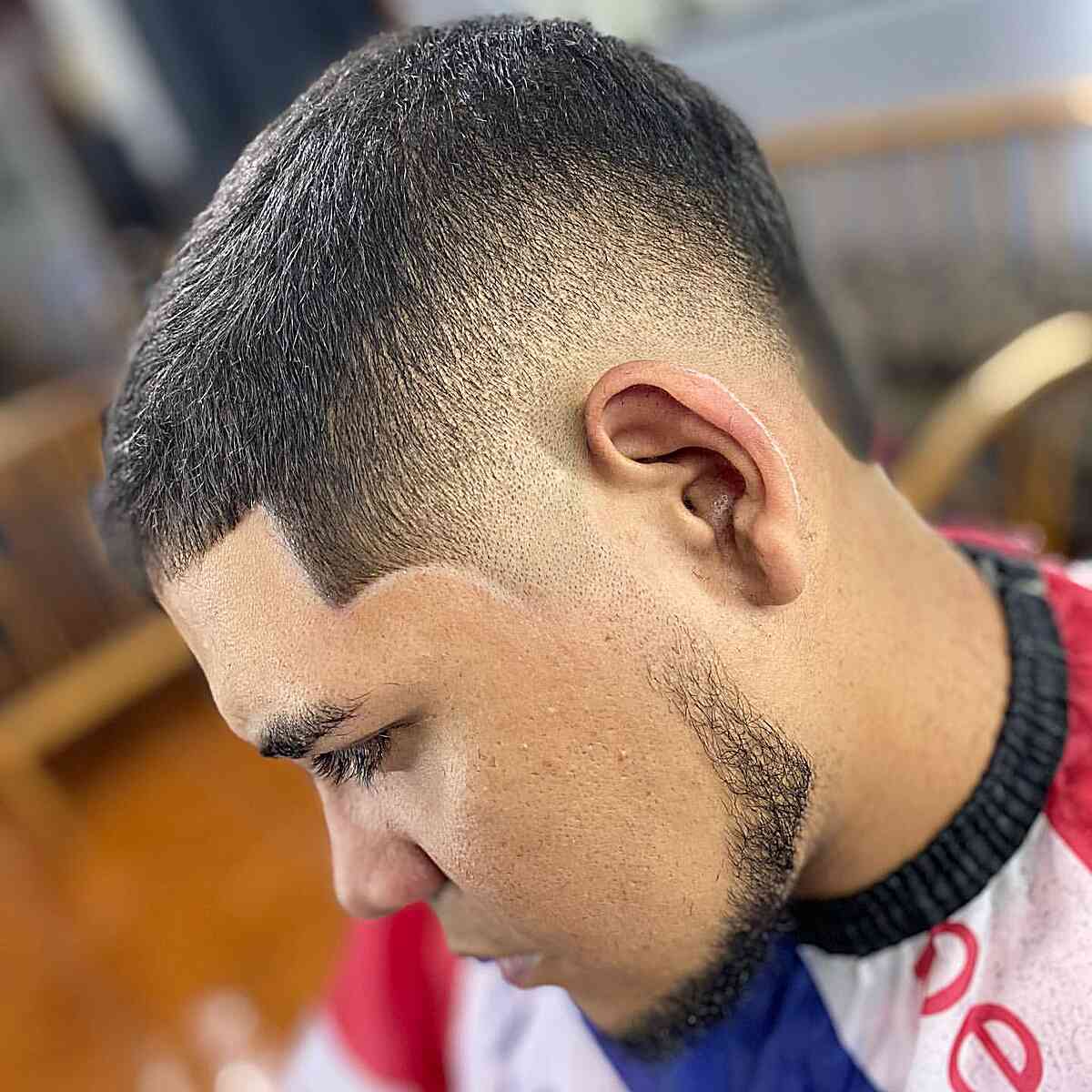 Buzz Cut and Burst Taper Fade with Sideburns on dudes