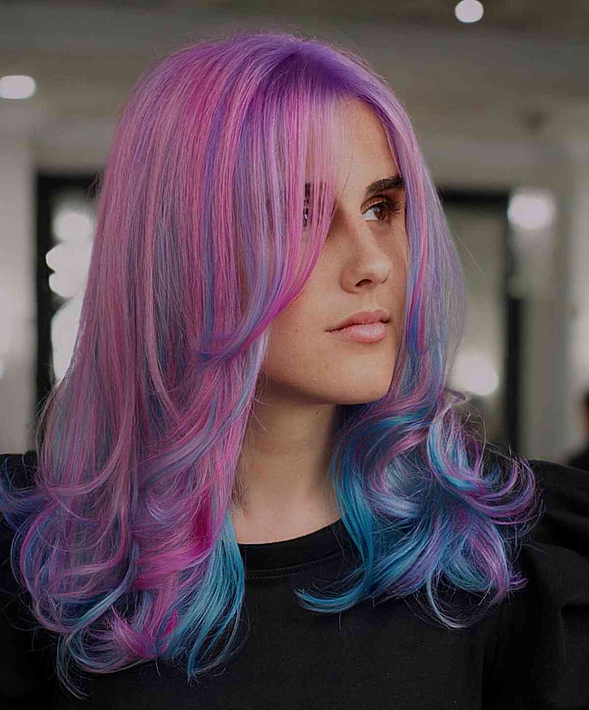 Candy Swirled Rainbow Hair for ladies with an edgy vibe and style