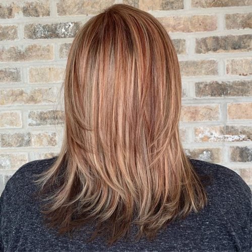 Bold Caramel and Red Highlights