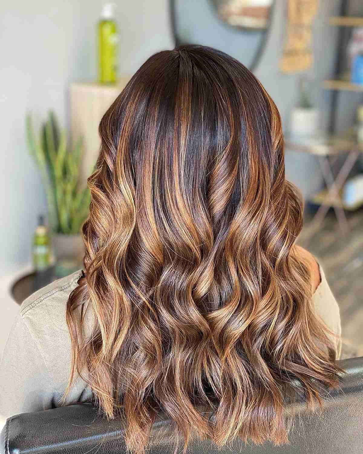 Caramel Balayage Highlights on Dark Brown Hair