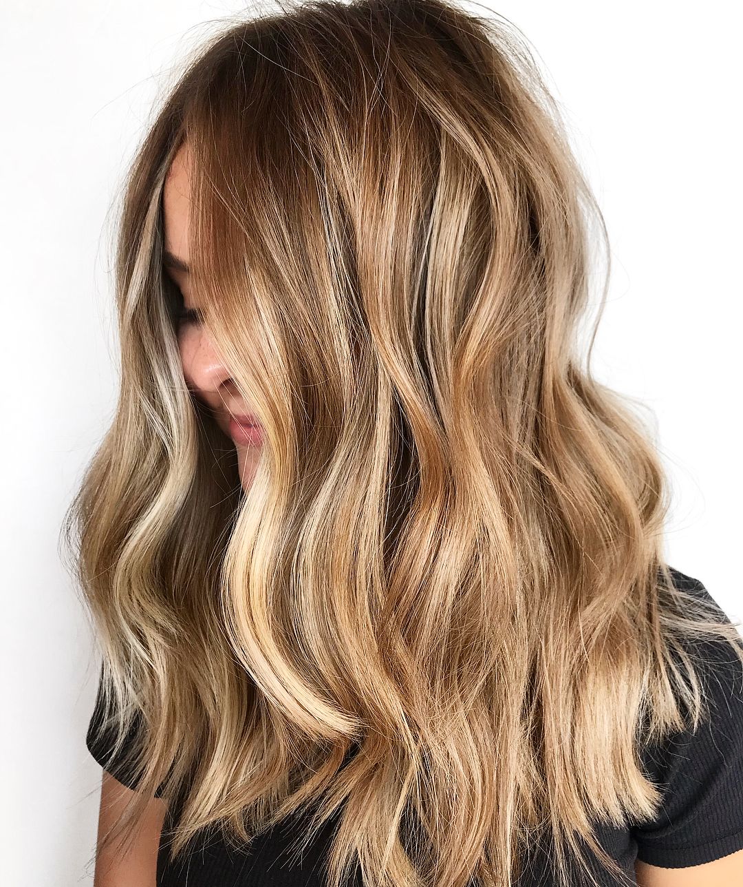 Brown Hair with Caramel Blonde Highlights and Lowlights