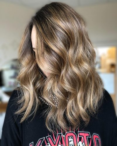 Caramel Balayage On Dark Brown Hair Medium Length - caramel balayage on dark brown hair medium length